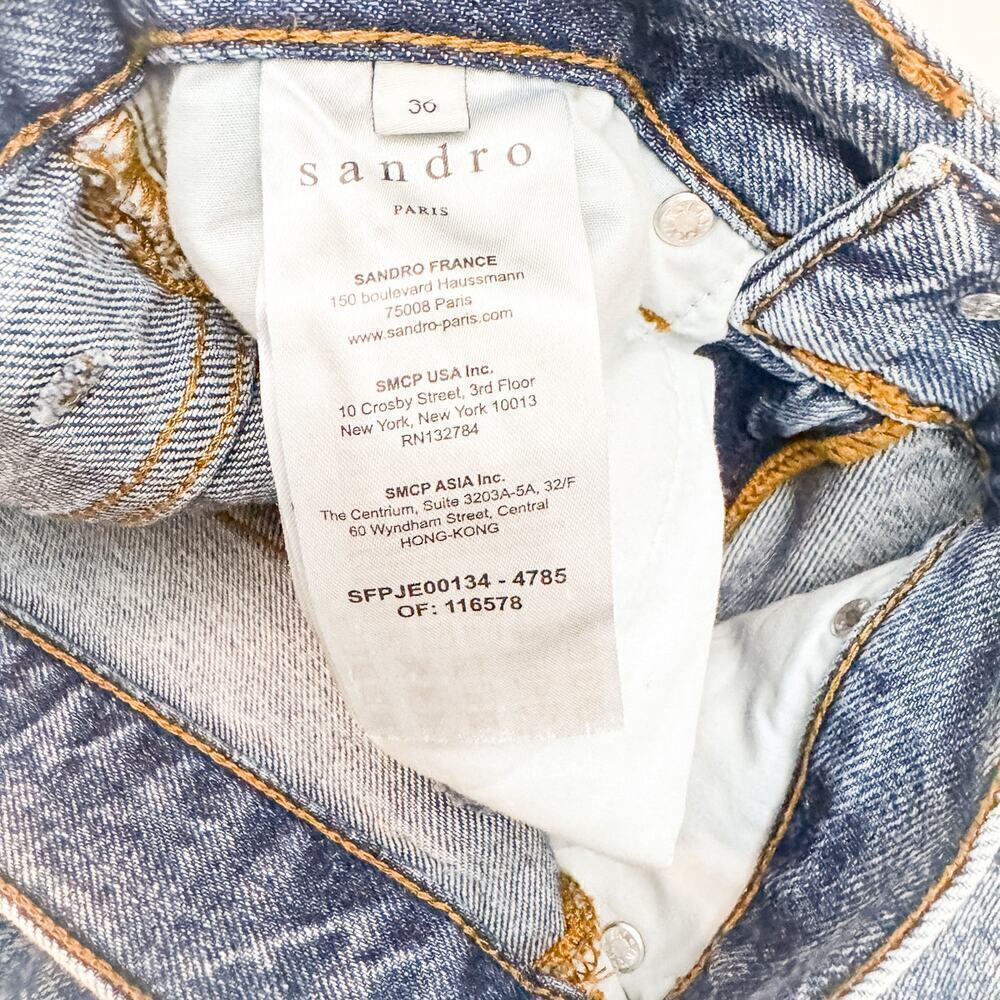 Sandro Paris Denim Vintage Wash Denim Jeans SFPJE00134 4785 Size 36 - Picture 5 of 9